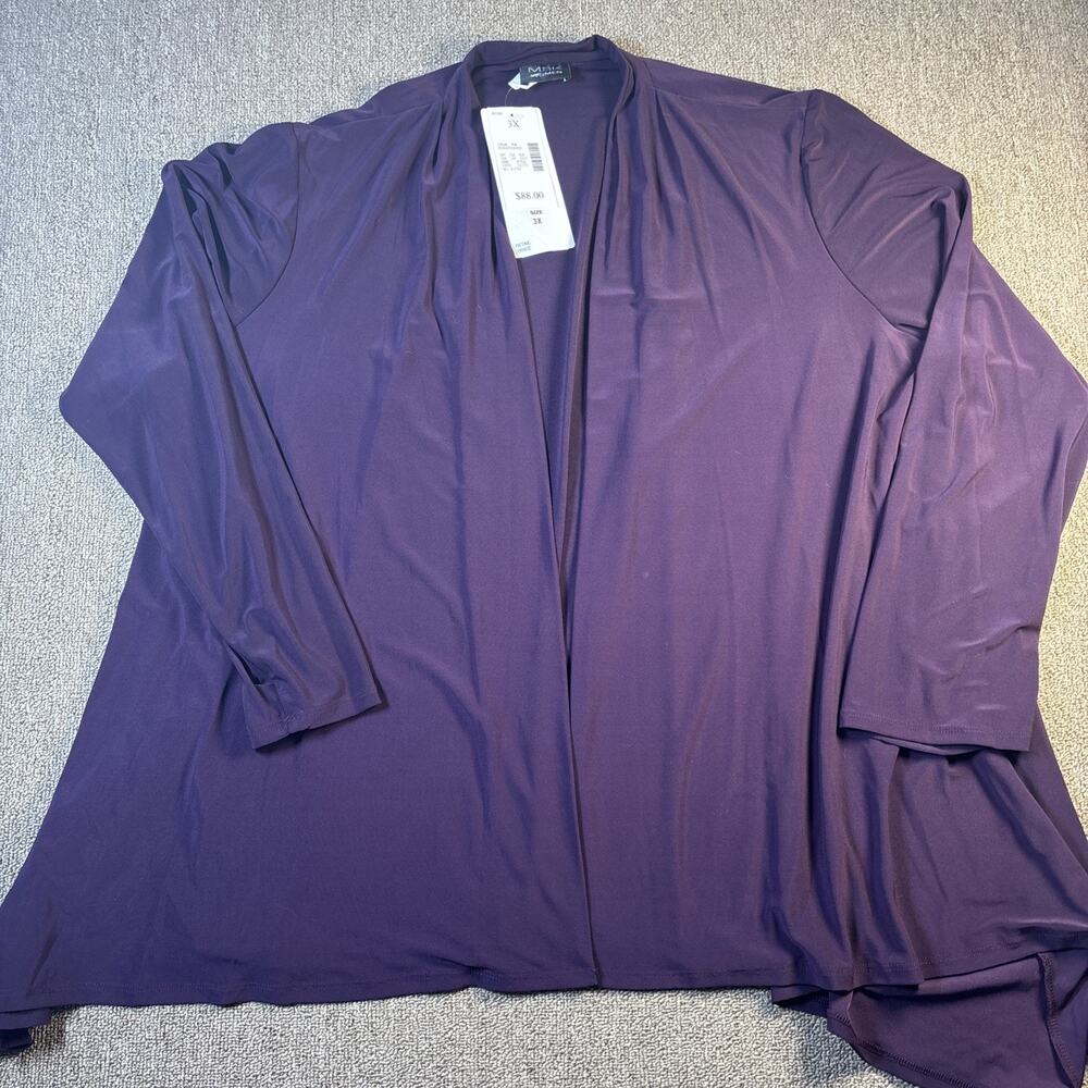 MSK Women Purple Open Front Cardigan 3X NWT Lightweight Stretch Drape